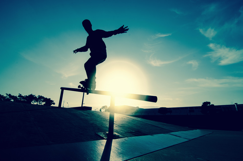 Skateboarder On A Grind Wall Mural Photo Wallpaper