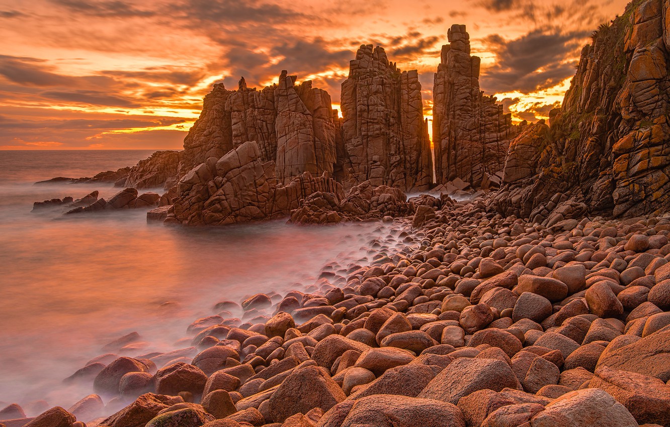 Wallpaper Sea Stones Rocks Victoria Australia Glow Cape
