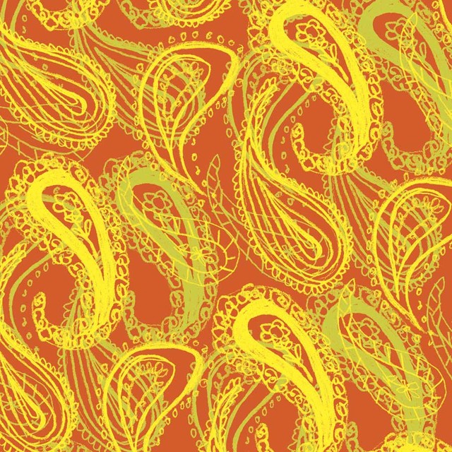Paisley Orange Wall Art Contemporary Wallpaper By Murals Your