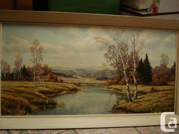 Vintage Large Scenic Pictures Wooden Frames Delta For Sale