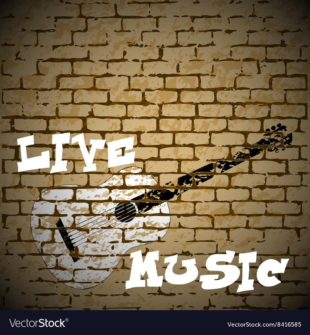 Live Music Guitar On A Brick Background Royalty Vector
