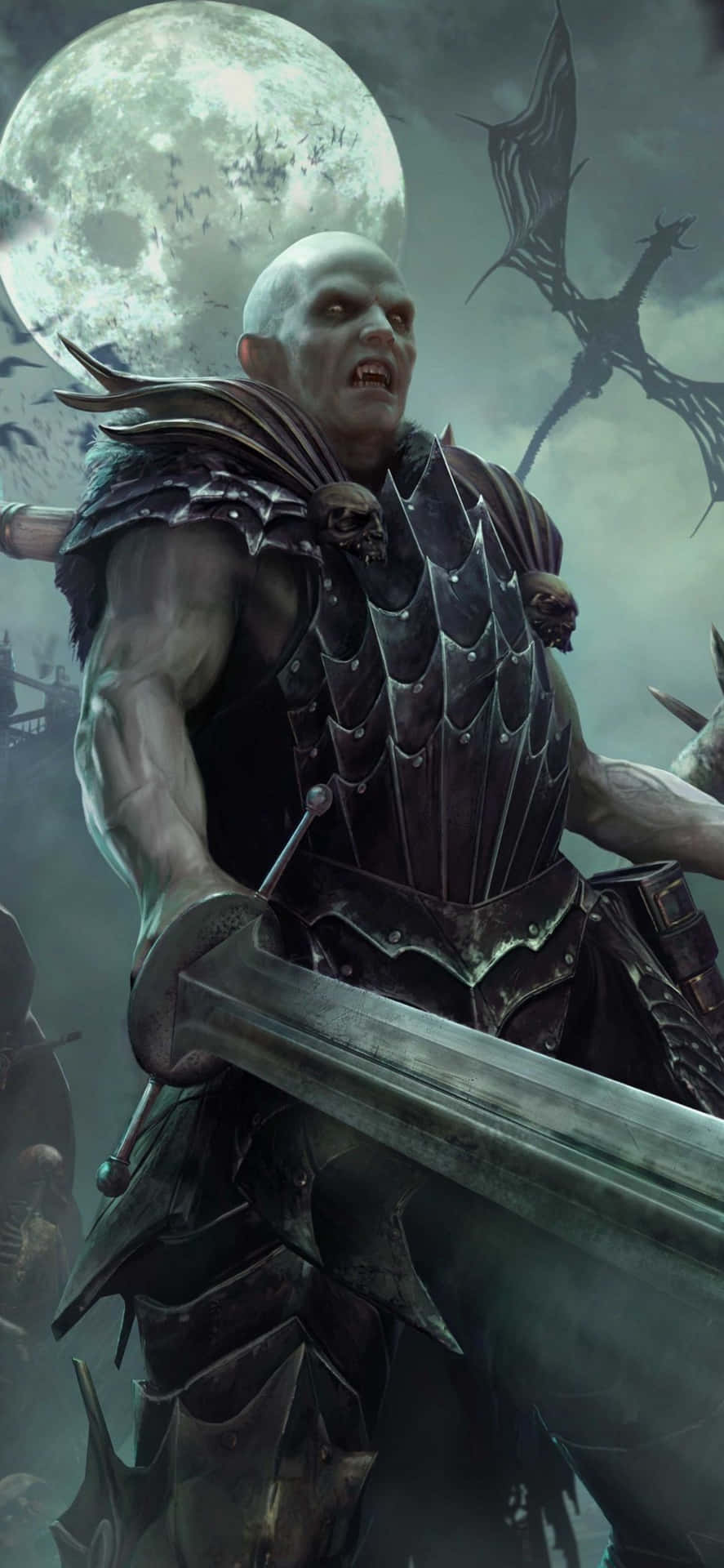 A Man With Sword And Moon Wallpaper