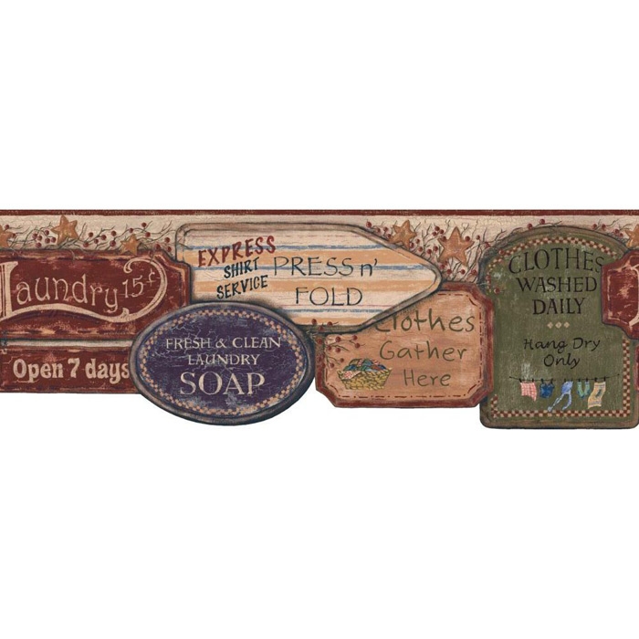 About Laundry Signs Wallpaper Border Yc3403bd Country Primitive
