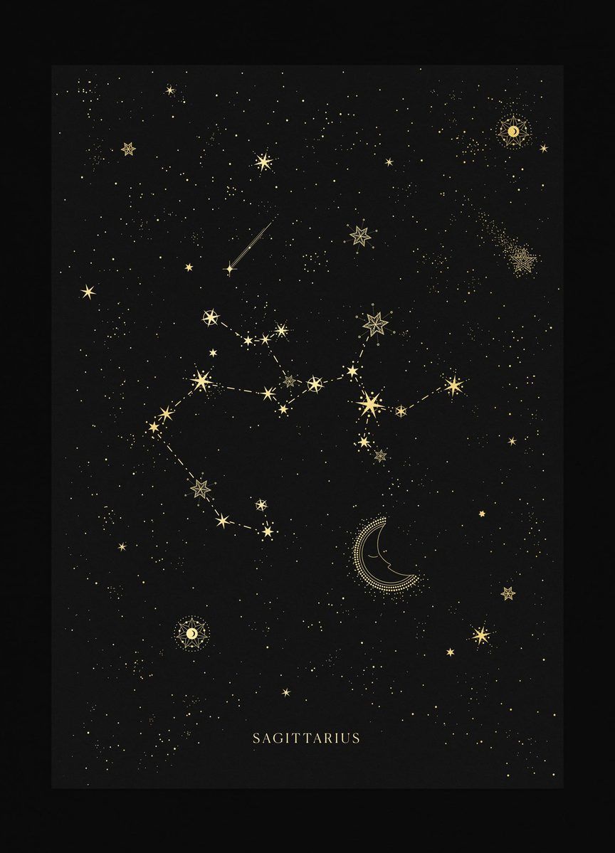 Zodiac Constellation Print Sagittarius Aquarius
