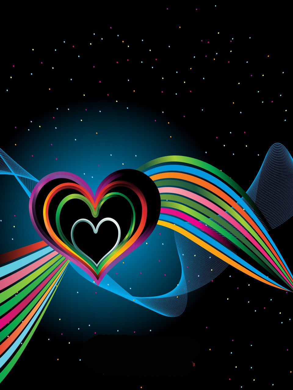 Colorful Hearts On Black Background Elsoar