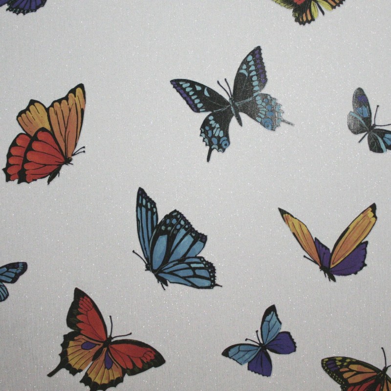 Home Flutterby White Glitter Wallpaper By Graham Brown