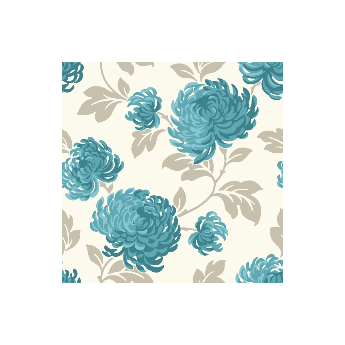 Home Shop By Style Floral Teal And White Bloom Wallpaper