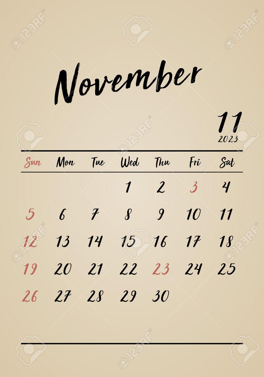 Retro Calendar For November Royalty Svg Cliparts