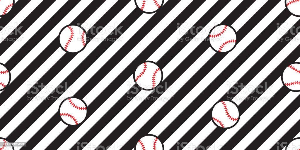 Baseball Seamless Pattern Vector Stripes Softball Sport Cartoon
