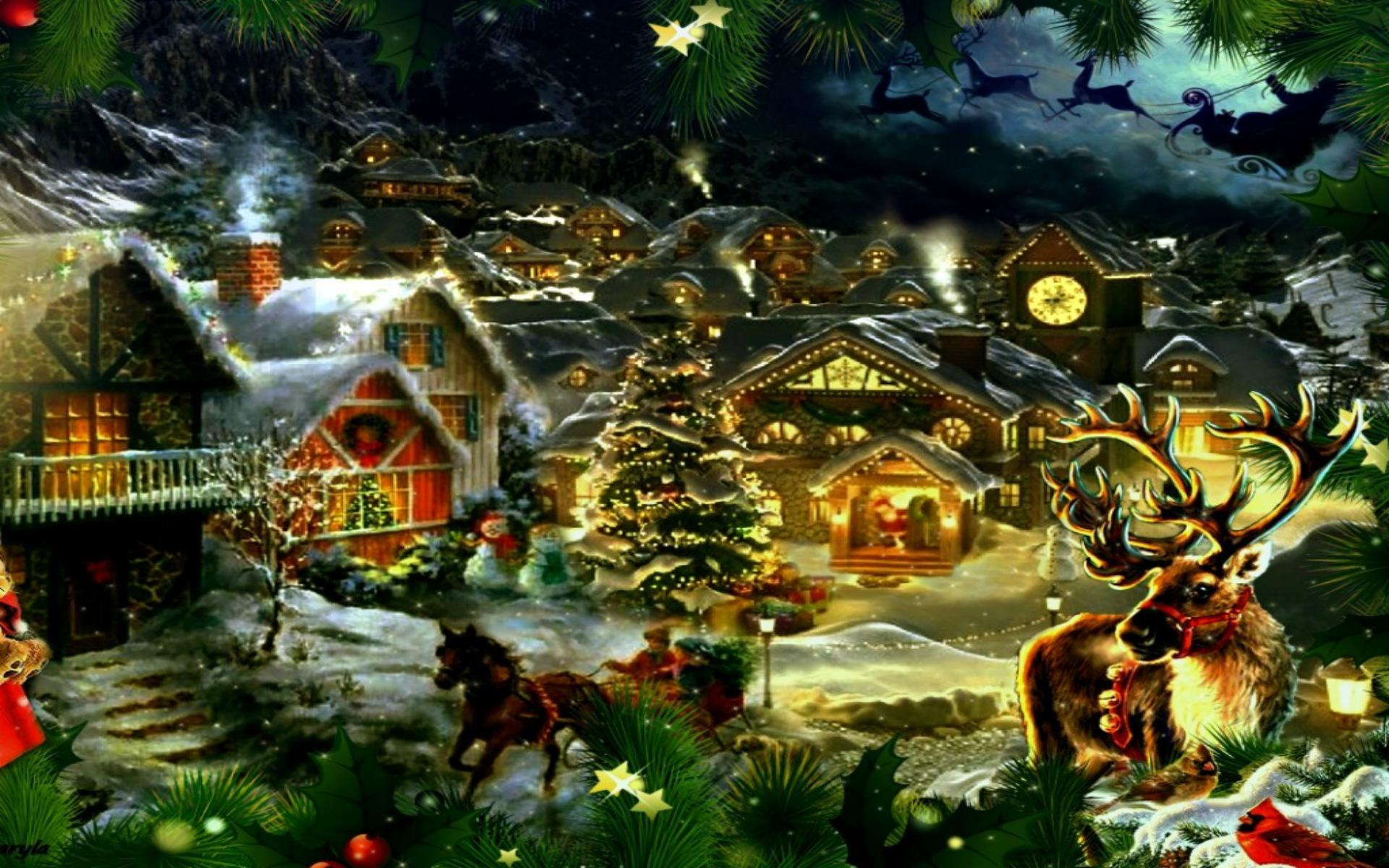 Old Fashioned Christmas Wallpaper Merry