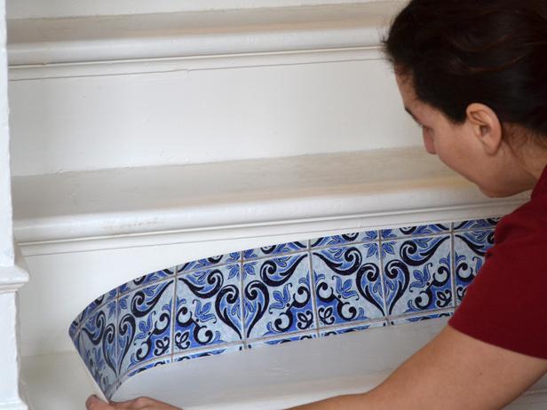 How To Make Over A Staircase Using Paint And Wallpaper Of