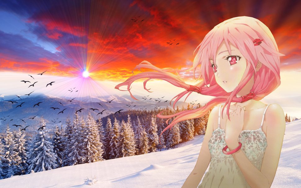 Anime Winter Beautiful girl in winter wallpaper