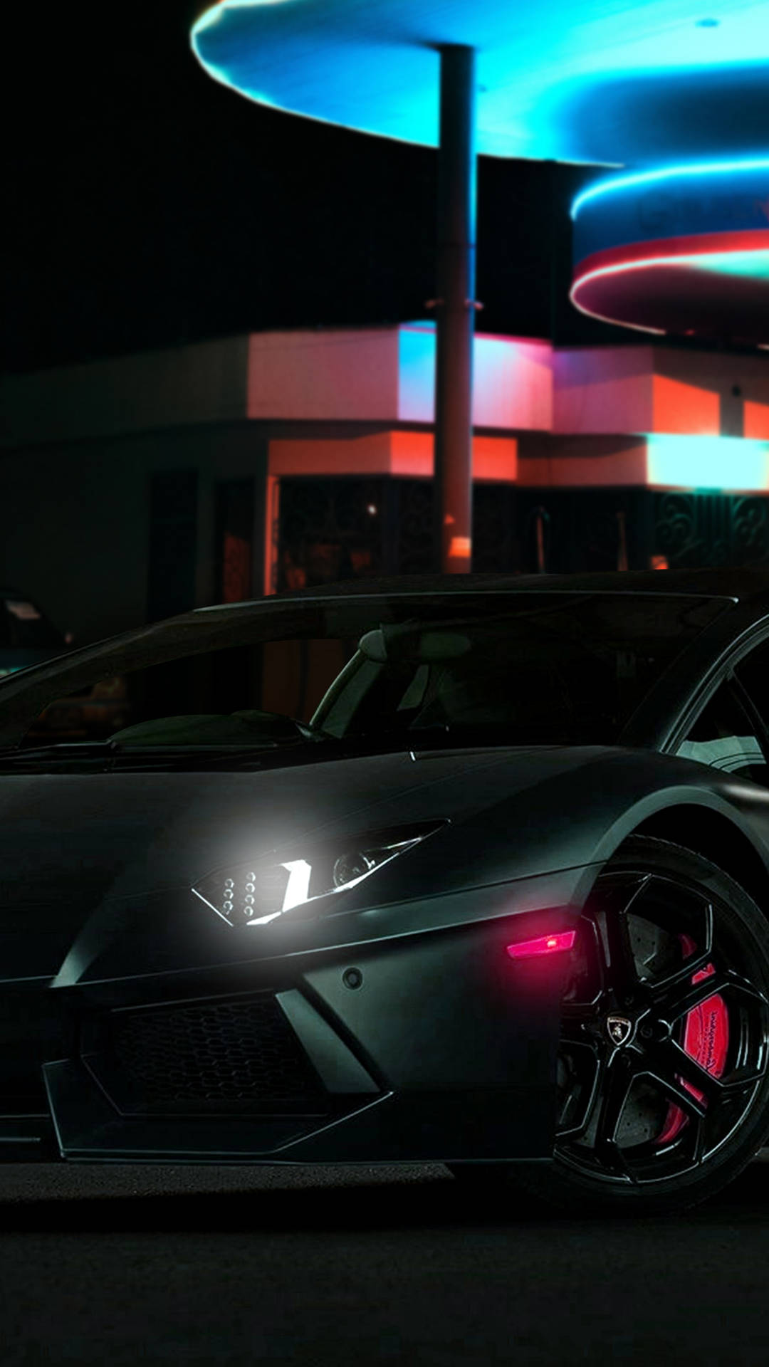 Blue And Red Lights 4k Car iPhone Wallpaper