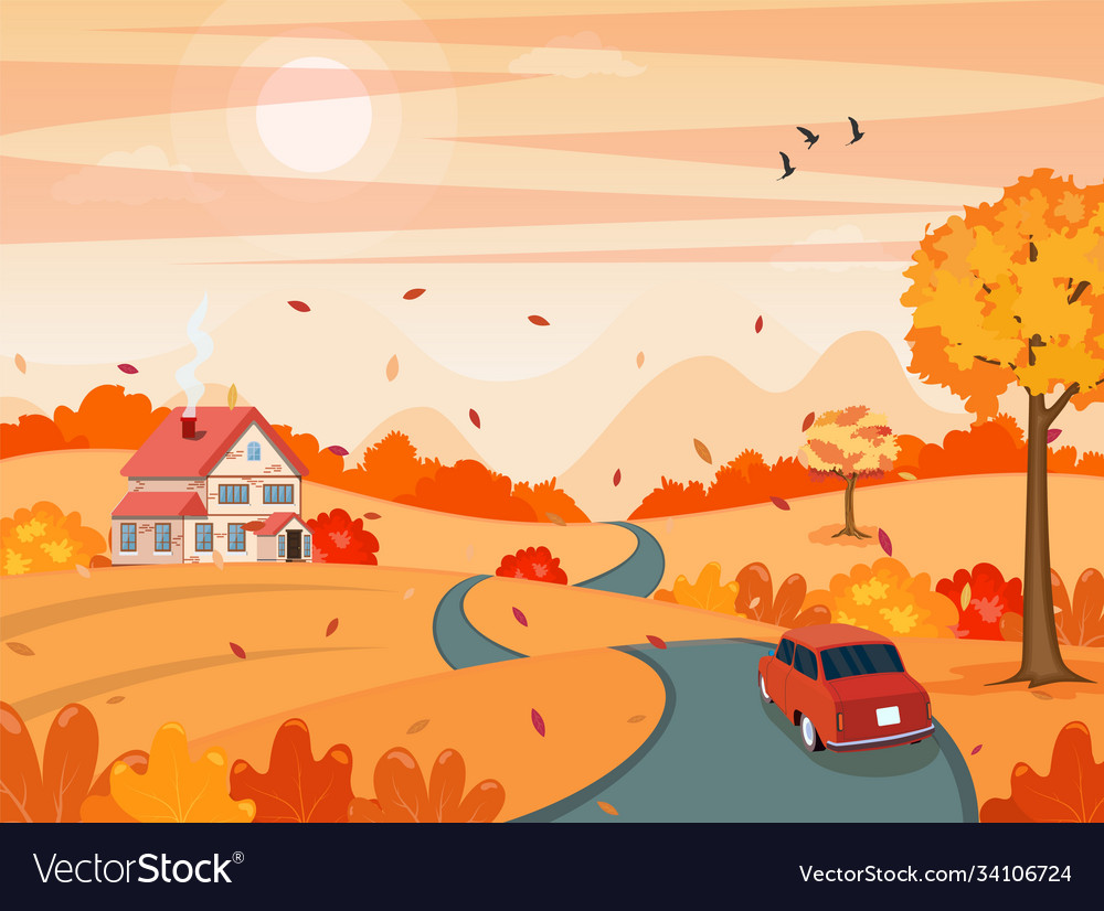 Autumn Landscape Background Royalty Vector Image