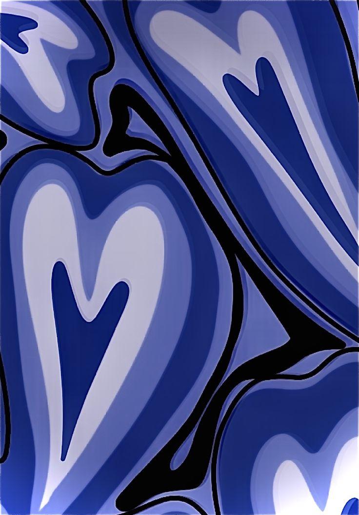 Dark Blue Swirl Hearts Cute Patterns Wallpaper Heart