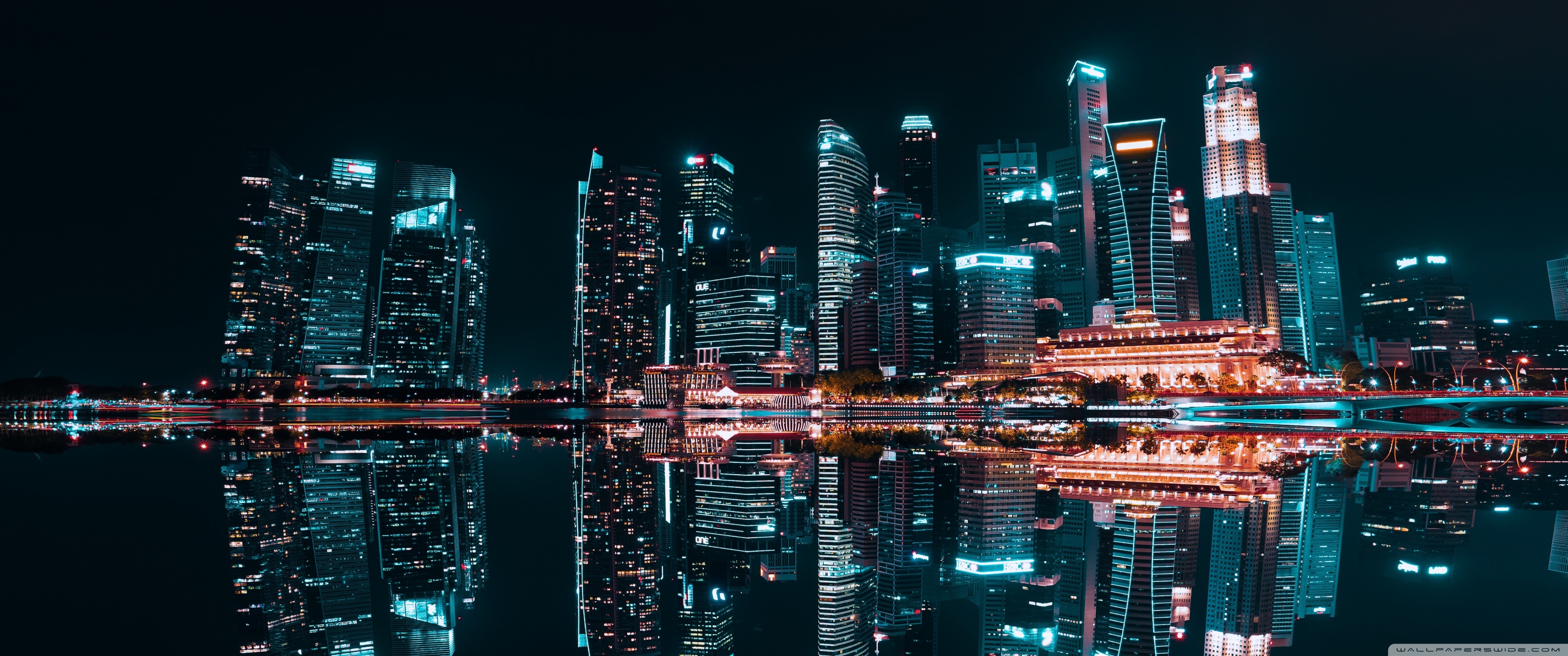 City Reflection Night Ultra HD Desktop Background Wallpaper For