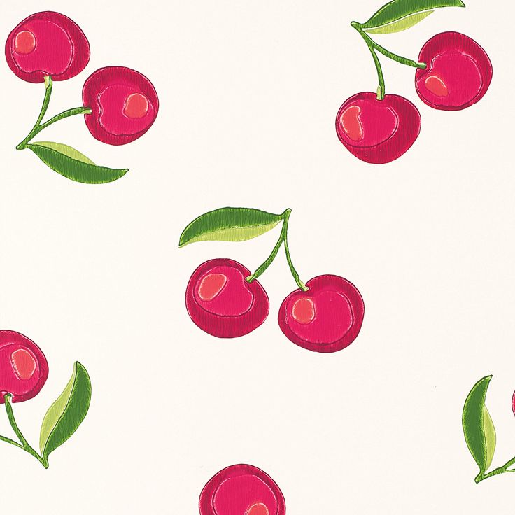 Cherries Wallpaper White Serena Lily S88 Per Yard Inches By