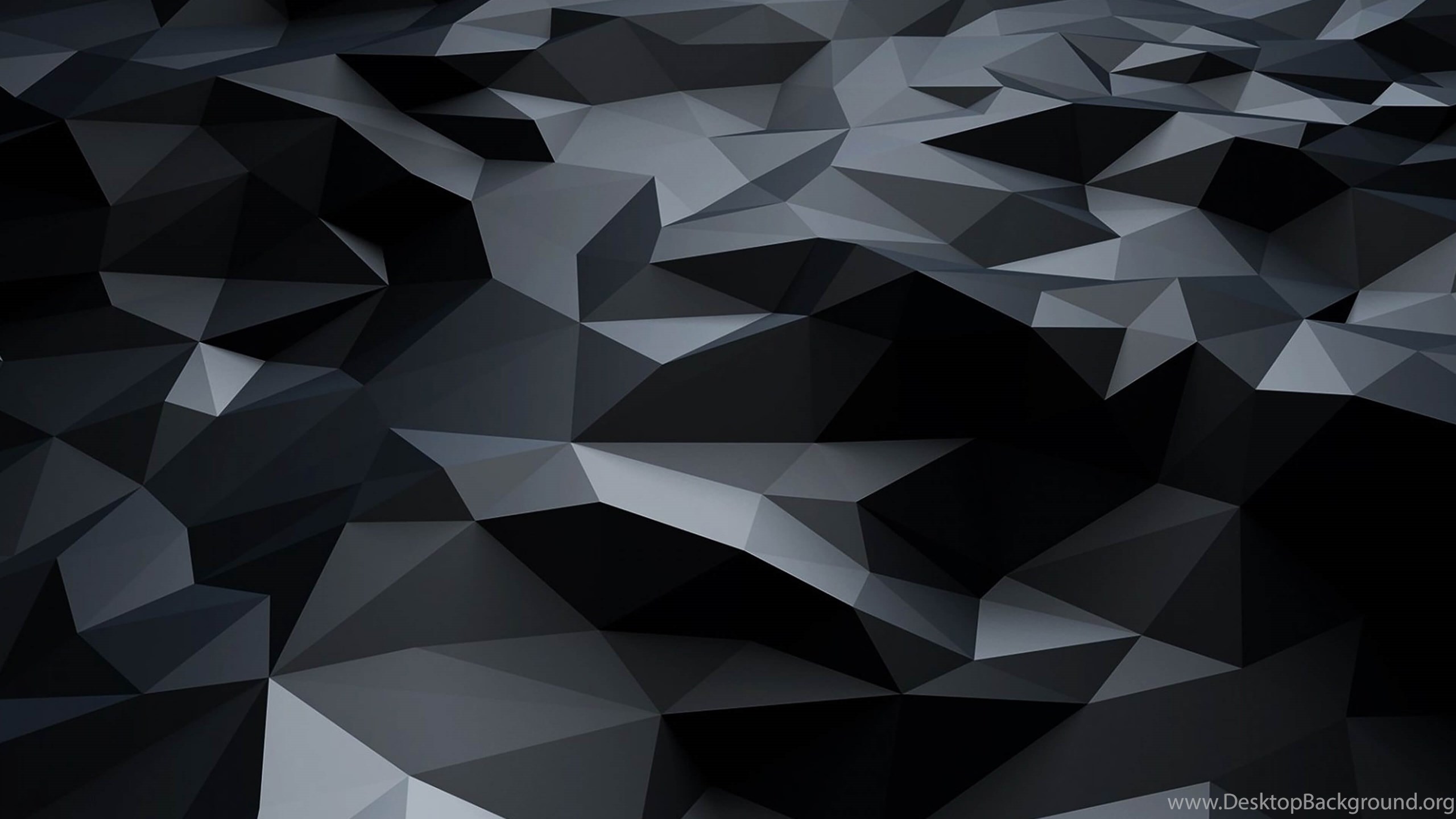Black 3d Polygons Dark Pattern Ultra HD Wallpaper