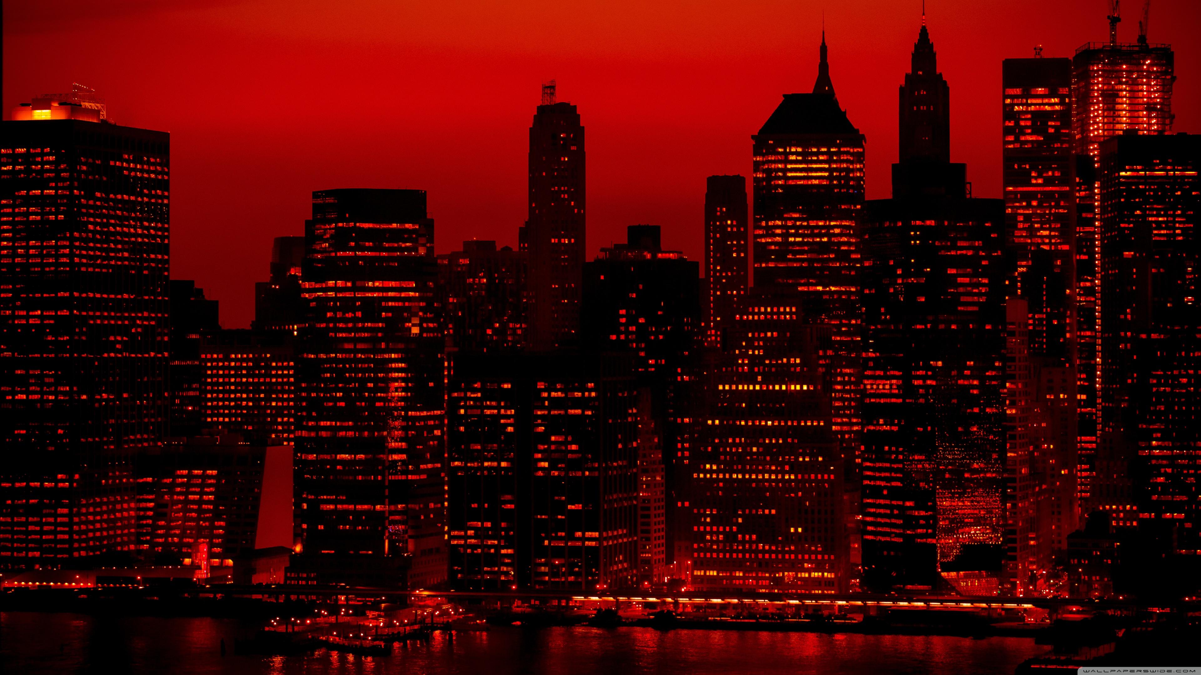 Red Sky At Night New York City Ultra HD Desktop Background