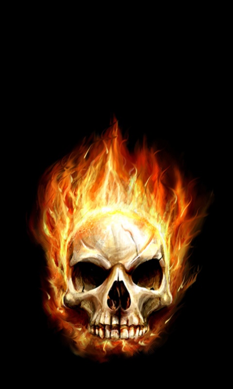 Attractive Firing Skull And Crowned Mobile Wallpaper