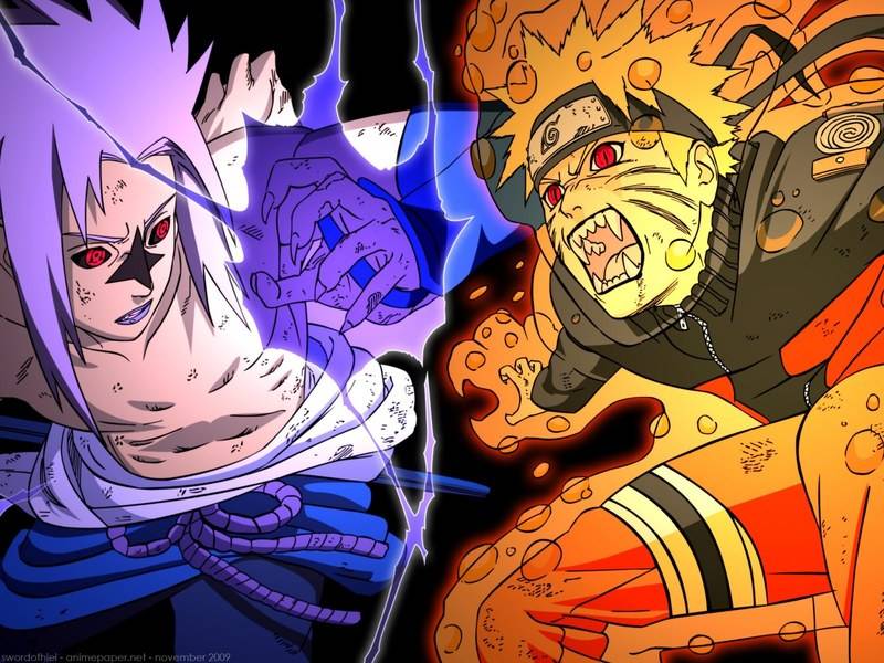 Naruto Kyubi Vs Sasuke Shippuden Wallpaper