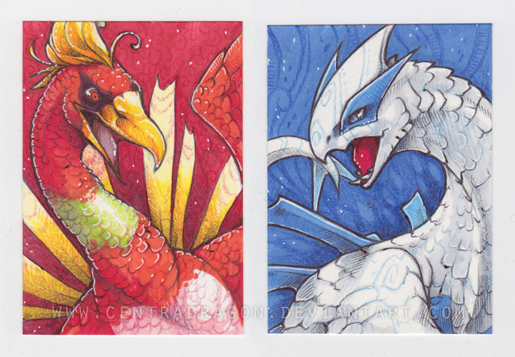 Lugia And Ho Oh Wallpaper Aceo By