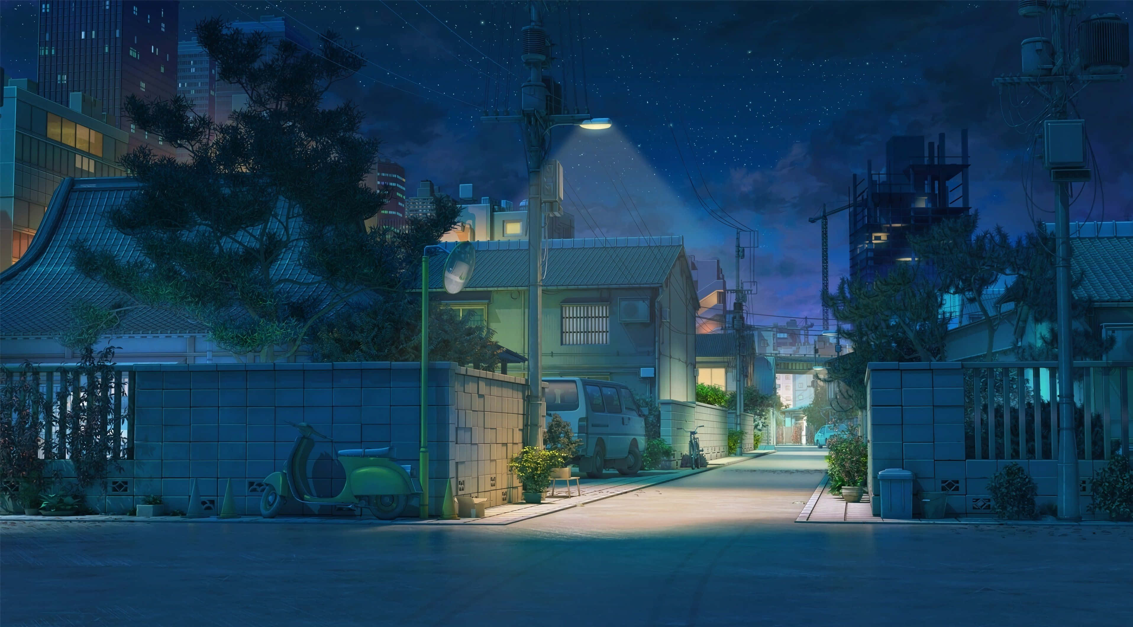 Anime Aesthetic Blue Desktop Wallpaper