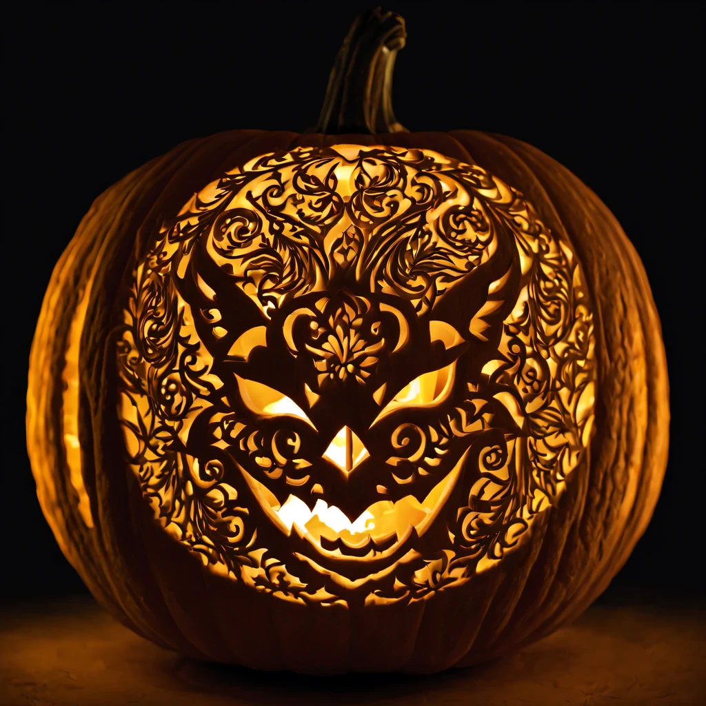 A Close Up Of Carved Pumpkin With Face On It Wallpaper