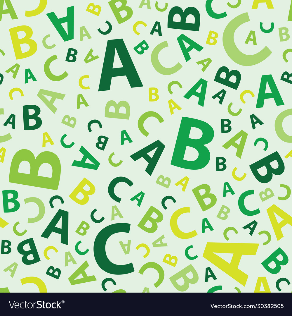 Green Abc Letter Background Seamless Set Vector Image