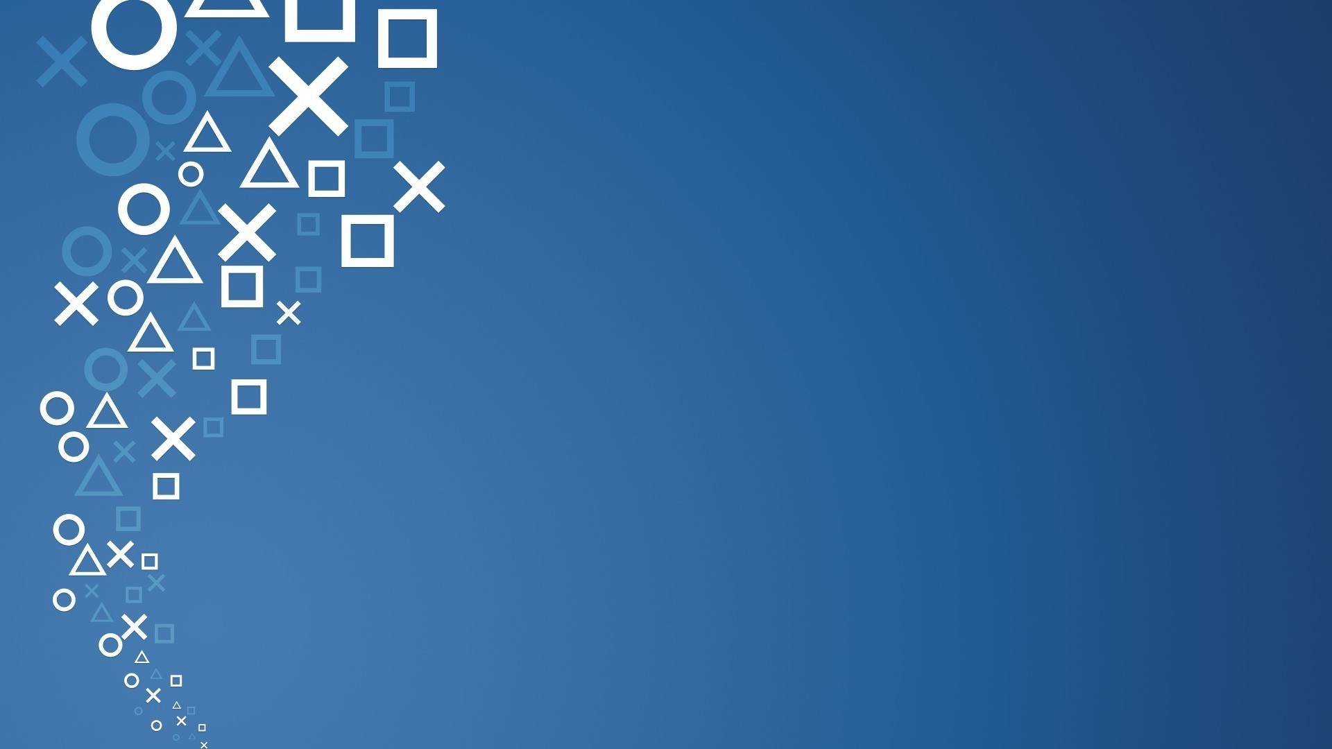 Abstract background with PlayStation controller button symbols on a blue gradient background