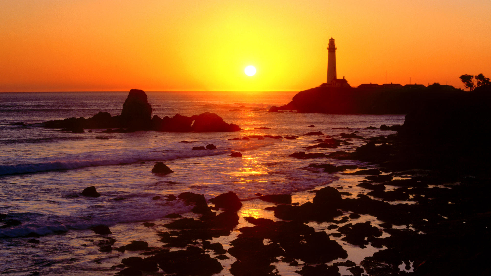  California Mateo Pigeon Golden Sunset Lighthouse Point wallpapers HD