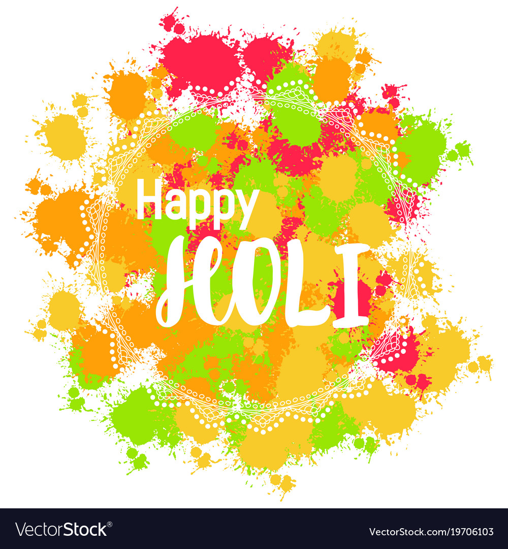 Abstract Colorful Happy Holi Background For Vector Image