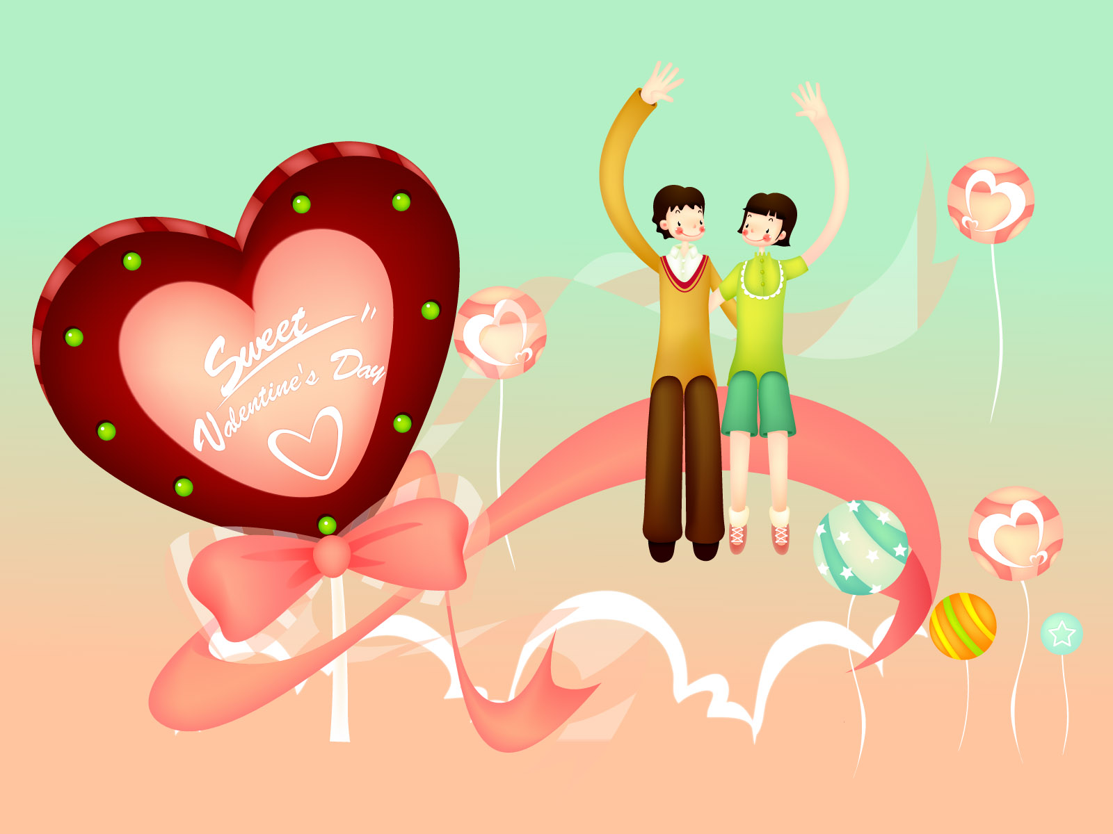 Cartoon Valentines Day Desktop Wallpapers 1600x1200. 
