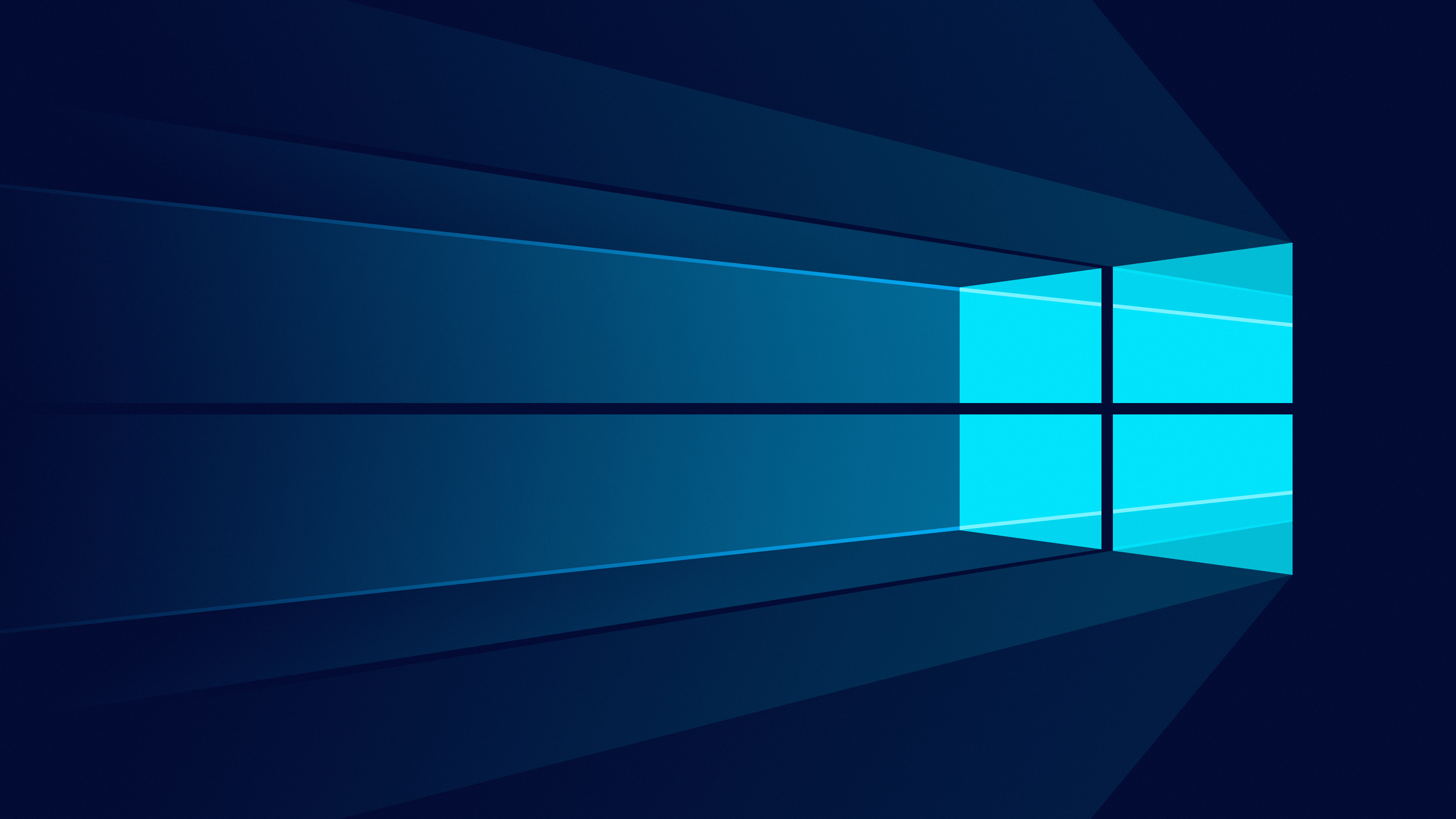Abstract 4K Windows logo wallpaper with glowing blue light and dark background