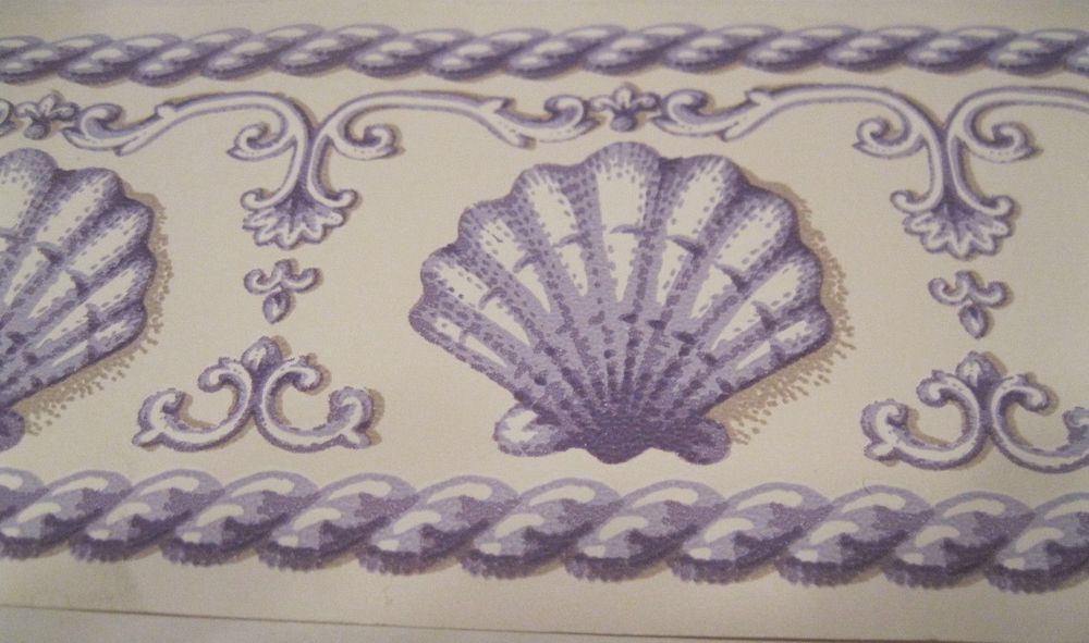 Lavender White Chair Rail Purple Wallpaper Border