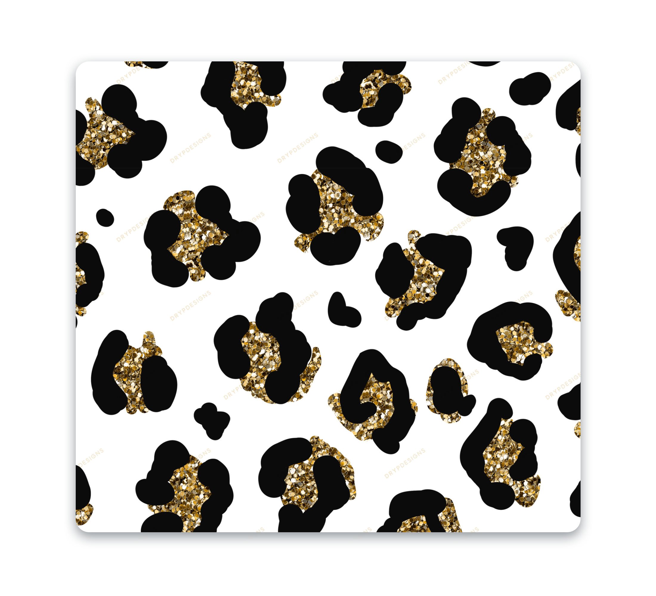 Gold Glitter Leopard Print on White Background Wallpaper