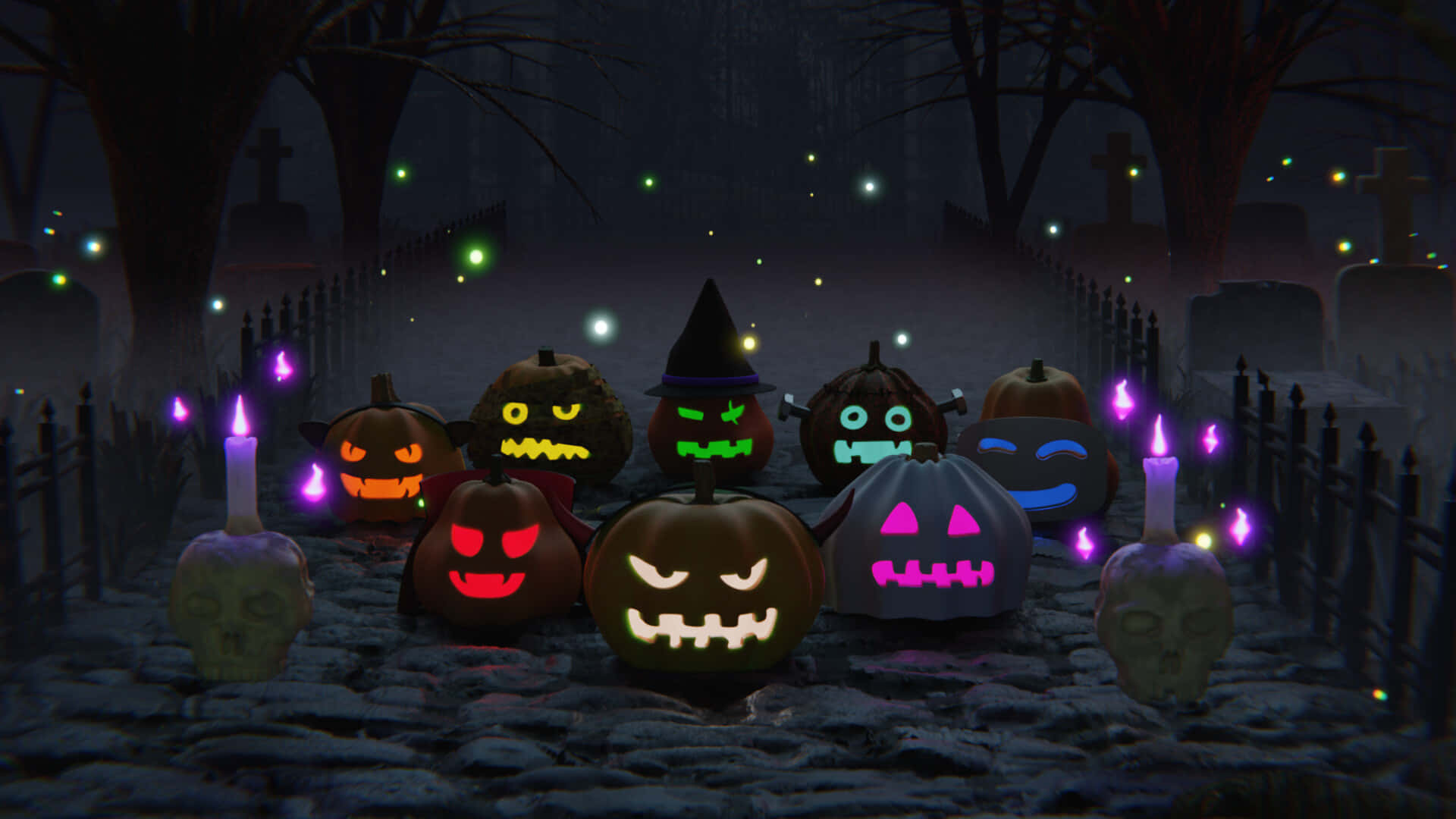 Neon Halloween Wallpaper