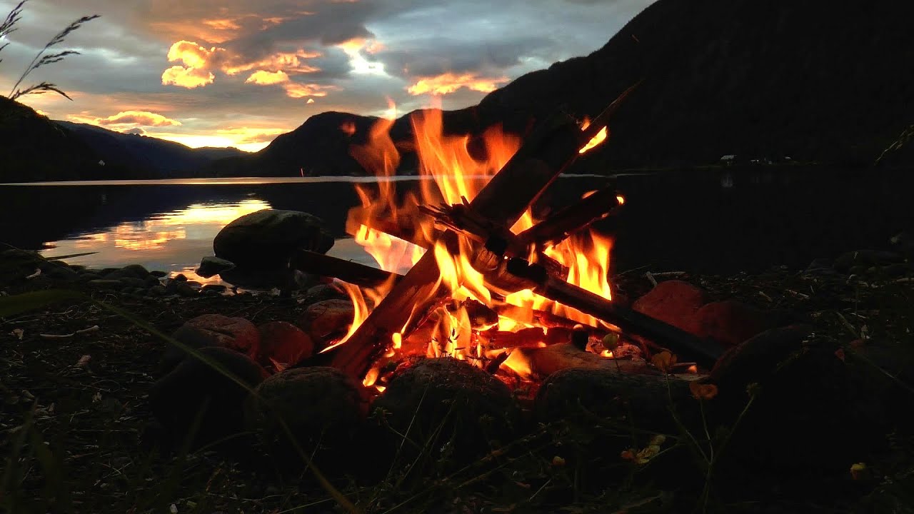 Lakeside Campfire With Relaxing Nature Night Sounds HD