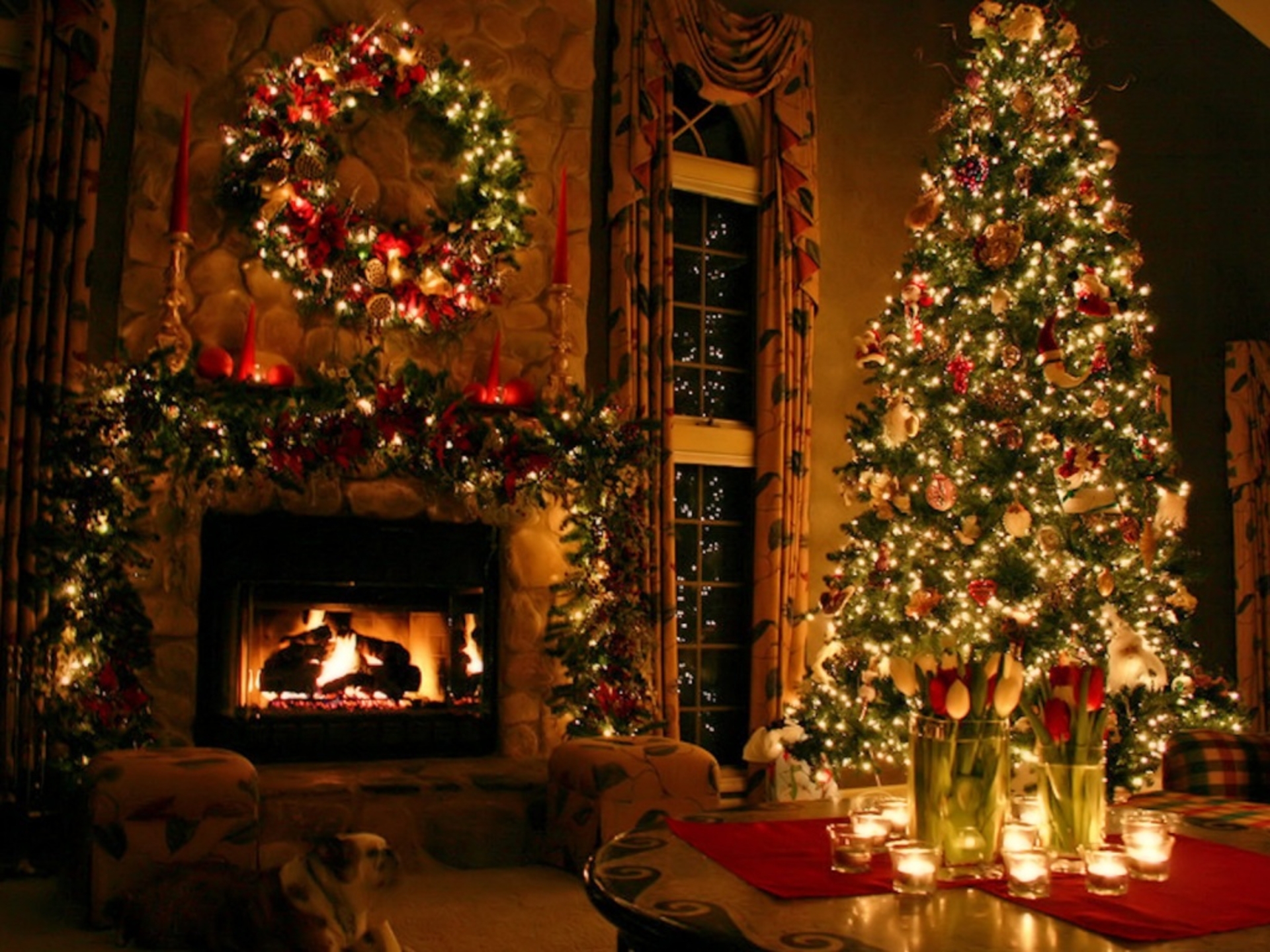 Christmas Fireplace Fire Holiday Festive Decorations Hx