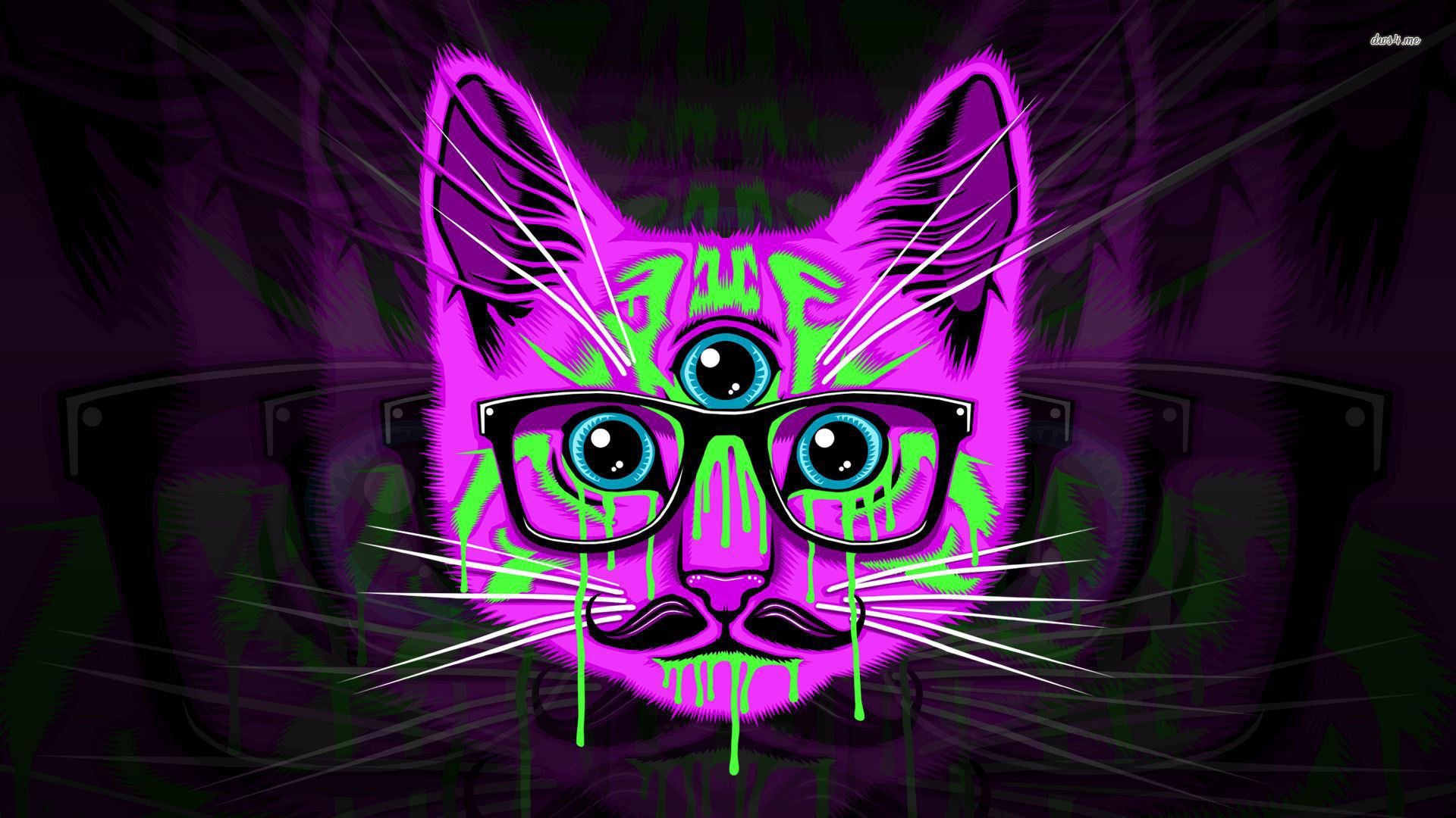 Psychedelic Hipster Cat Wallpaper
