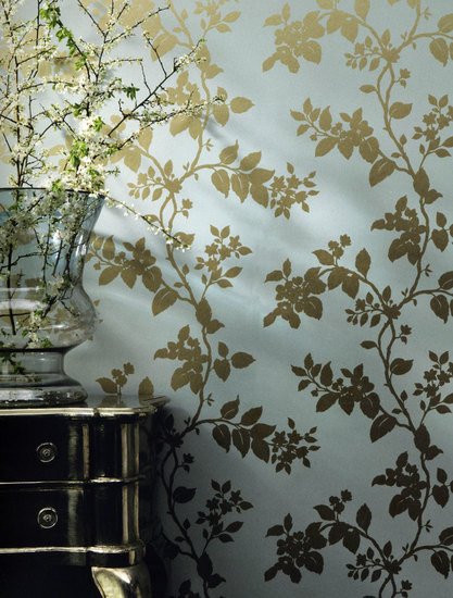 Gold Blossom Wallpaper In Light Blue And From The Resplendent Col