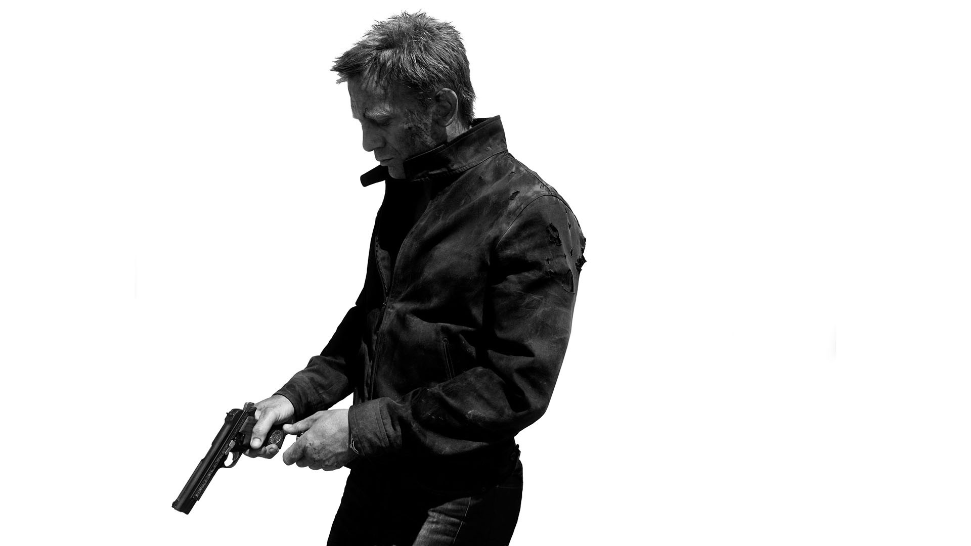 James Bond Skyfall White Handgun Bw Daniel Craig Dark Weapons Guns