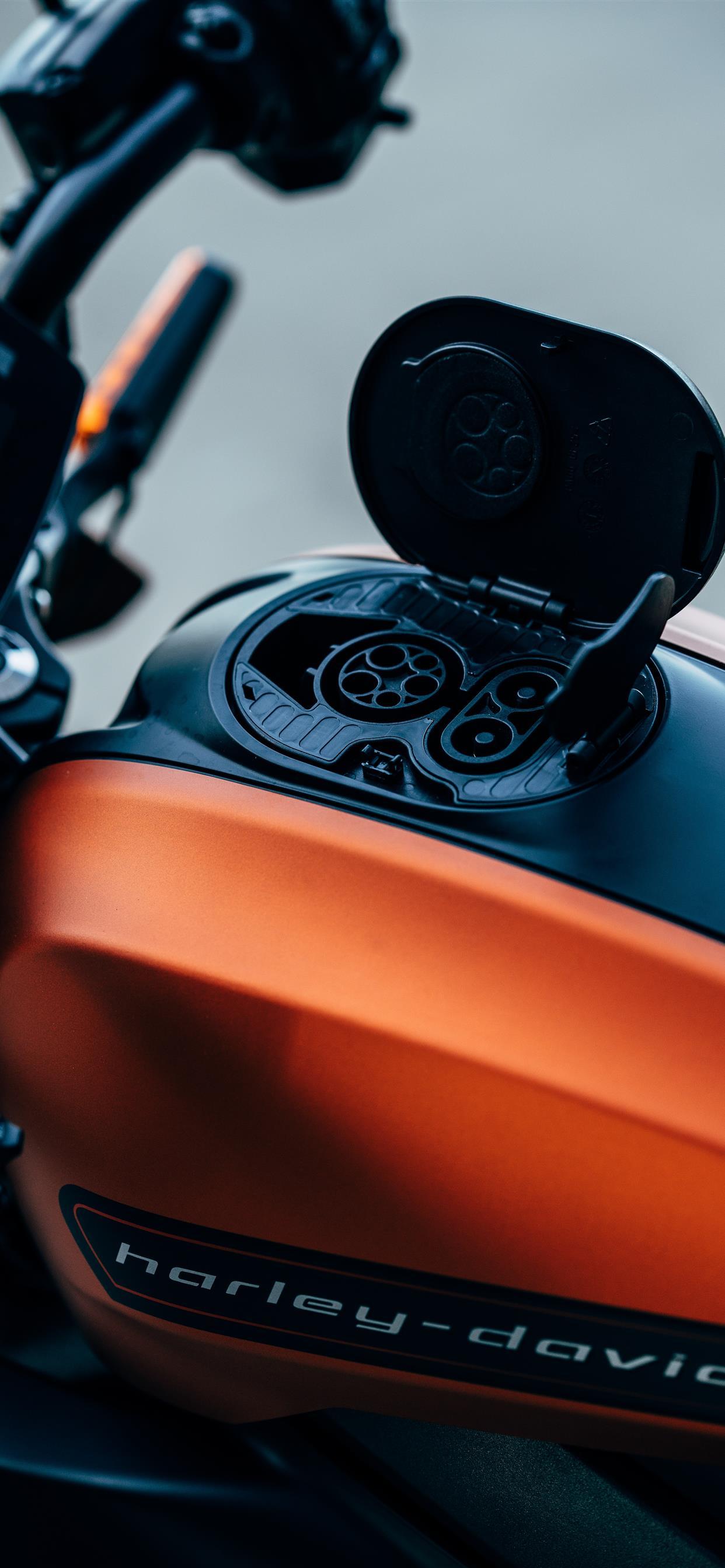 orange and black Harley Davidson motorcycle iPhone X Wallpapers