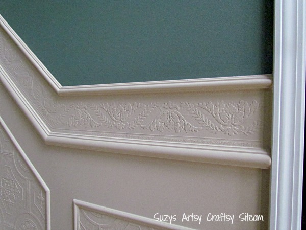 Friday Faux Carved Wainscoting Using Paintable Textured Wallpaper