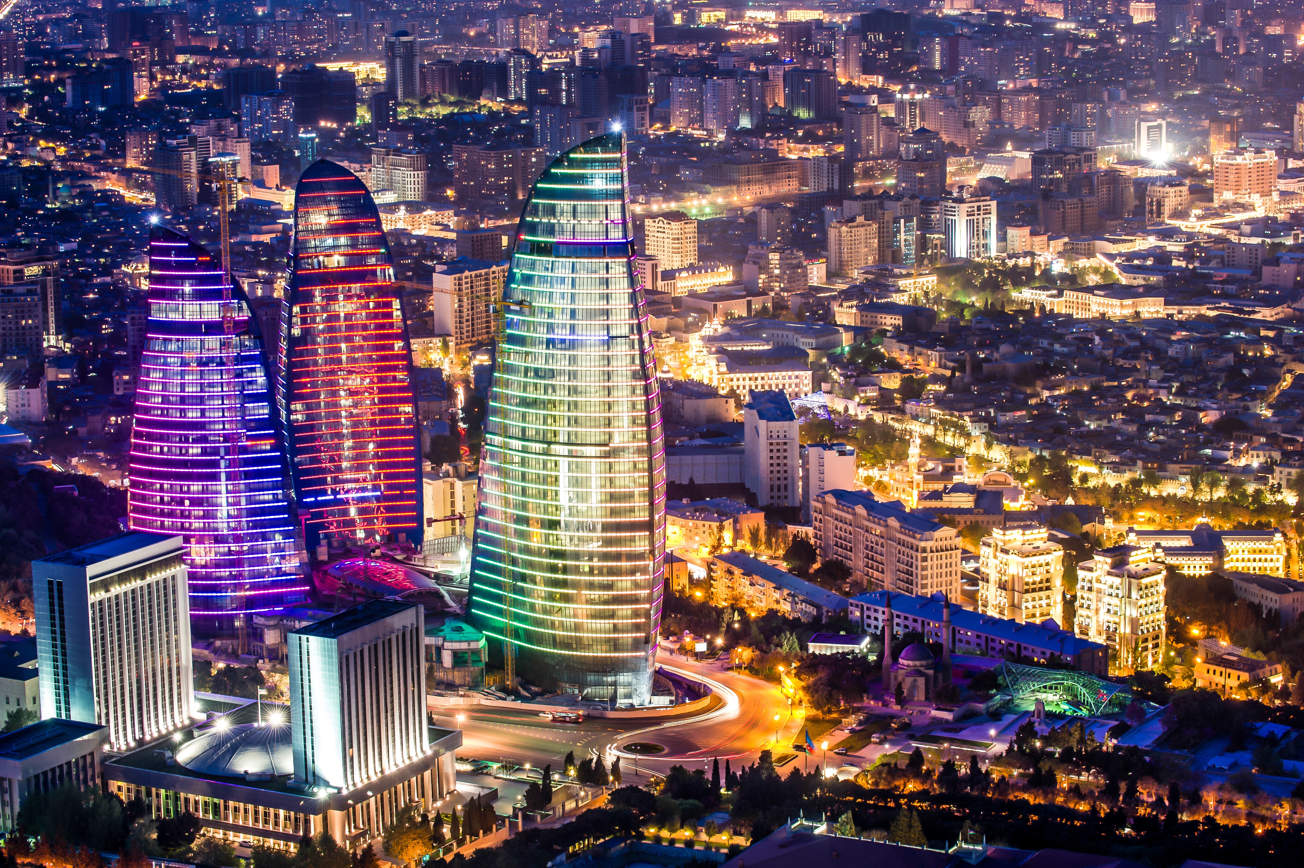 Baku Flame Towers 4k Ultra HD Wallpaper Background Image