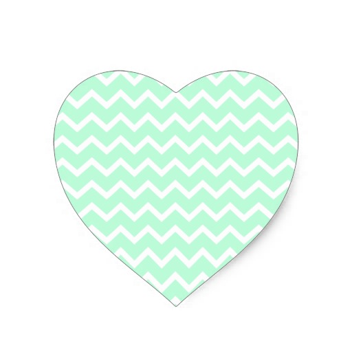 Mint Green Zigzag Chevron Stripes Heart Sticker
