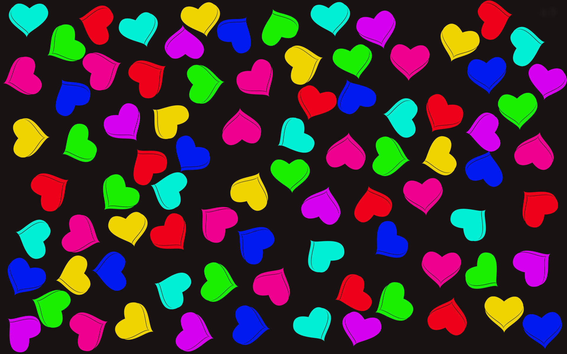 3d abstract widewallpaper colorful love hearts wallpaper