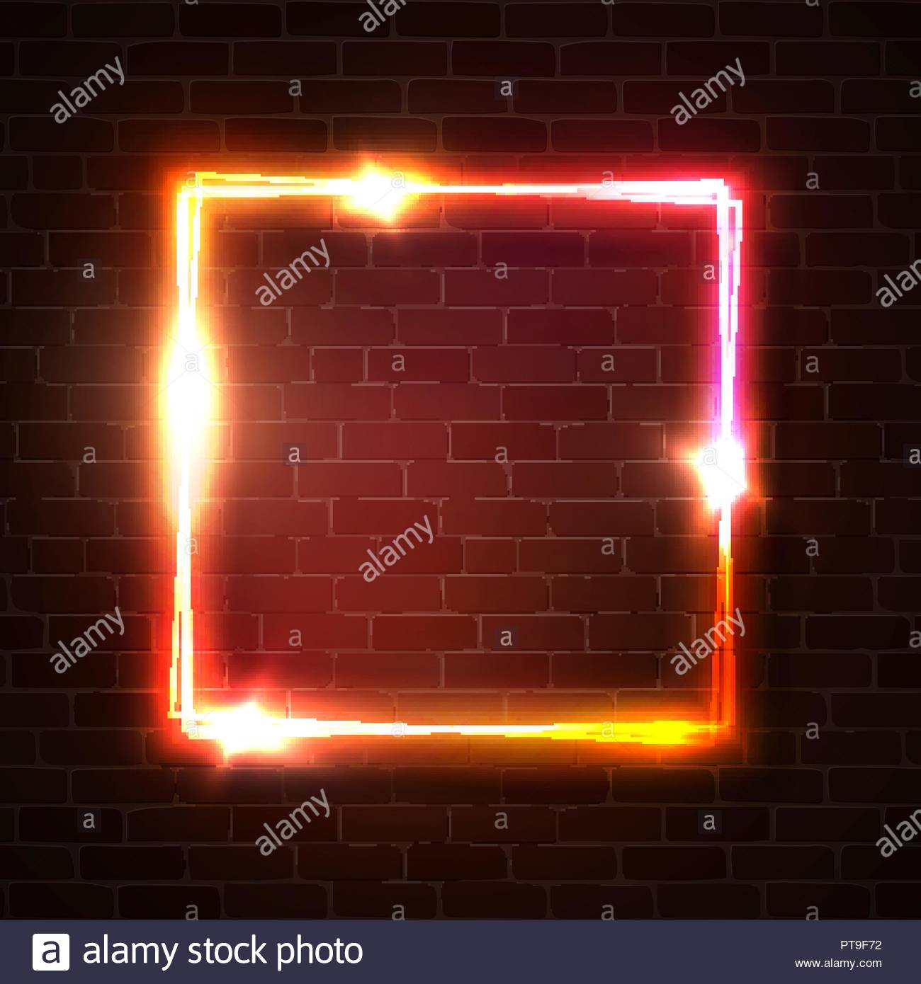 Bright Glowing Square Background Vector Shape On Dark Red Brick