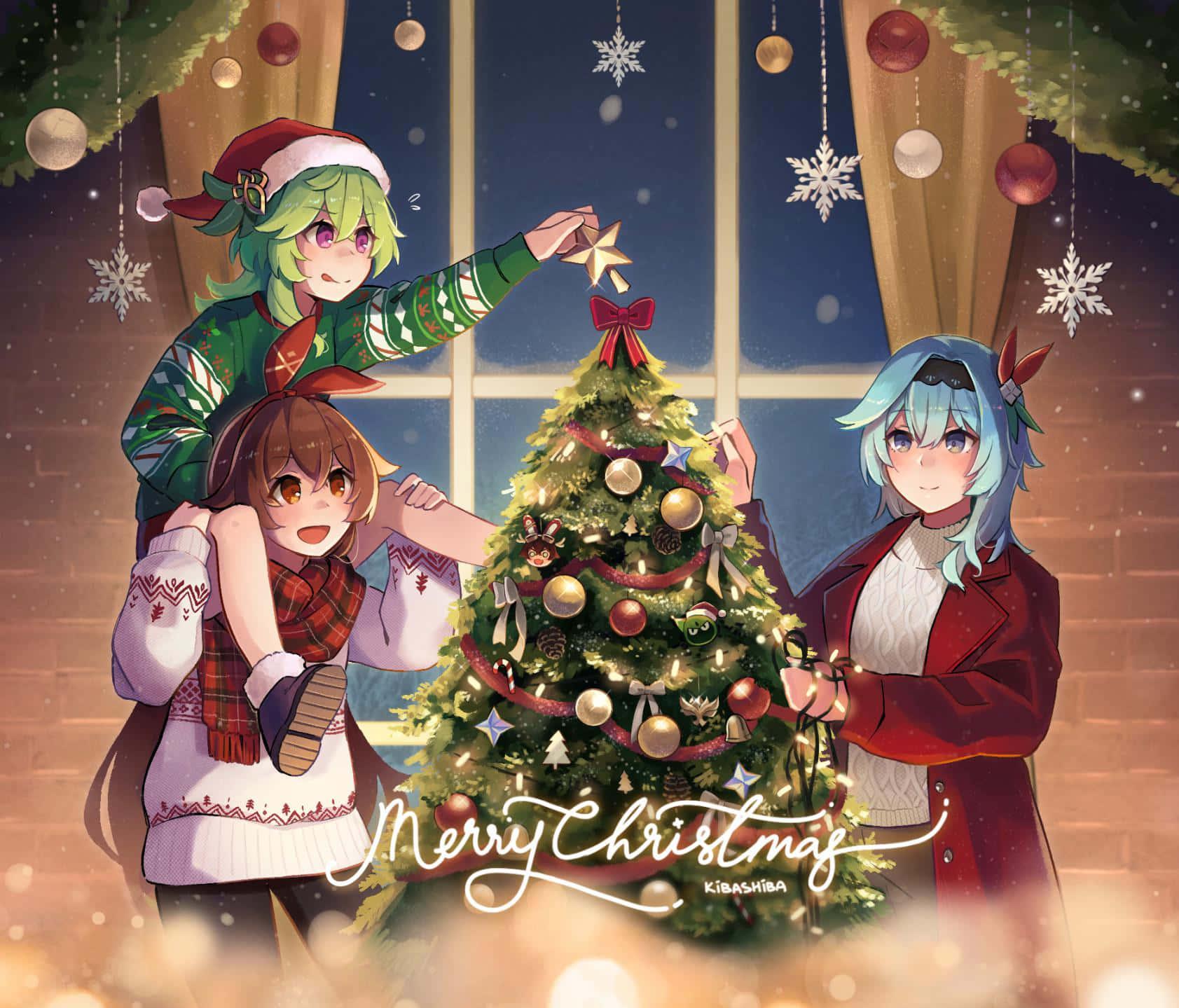 Celebrate Christmas Anime Style Wallpaper