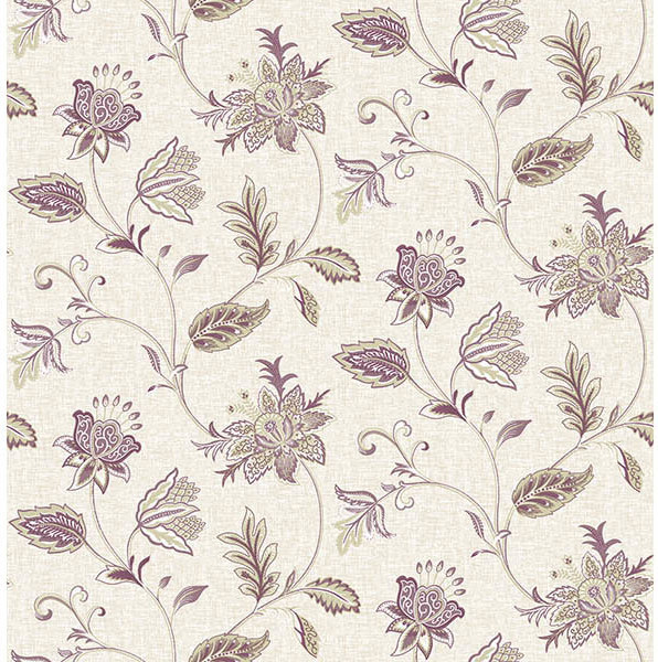 Georgette Burgundy Jacobean Wallpaper Swatch Traditional